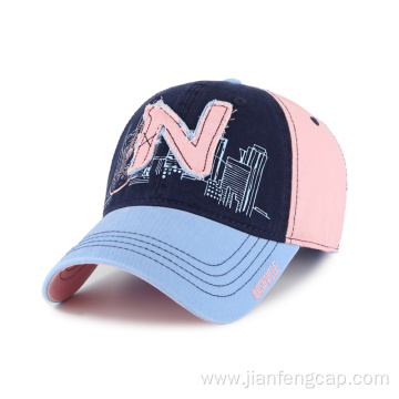 Washed Ladies baseball cap with double layers patch